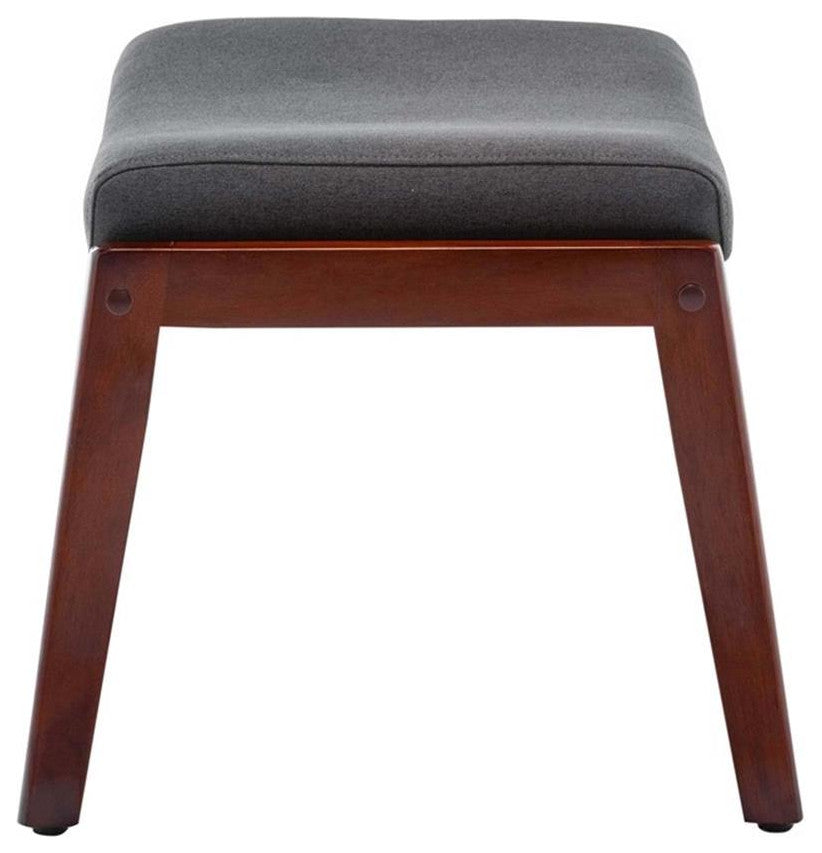 Designs4Comfort Natalie Accent Ottoman Stool in Gray Fabric and Espresso Wood