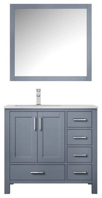 Jacques Modern Dark Grey 36" Single Vanity With Quartz Top