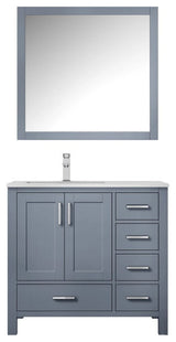 Jacques Modern Dark Grey 36" Single Vanity With Quartz Top