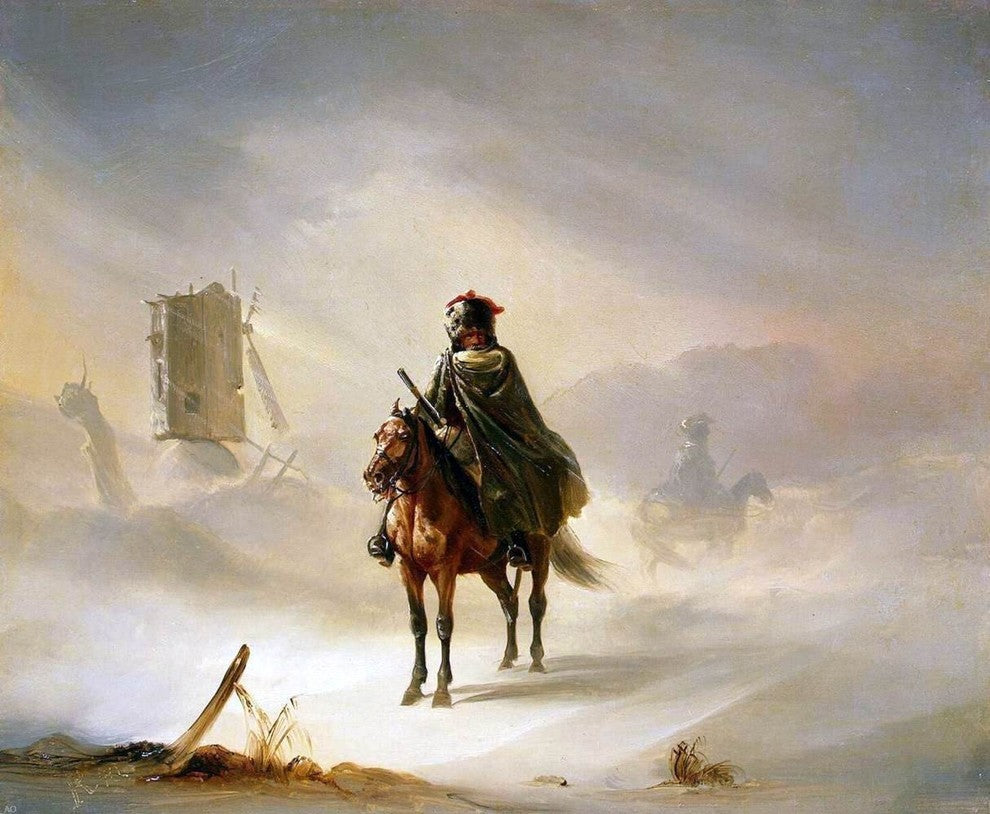 Auguste Raffet Two French Hussars on Patrol in Winter Wall Decal