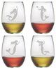 Mermaids 4-Piece Stemless Wine Glass Set