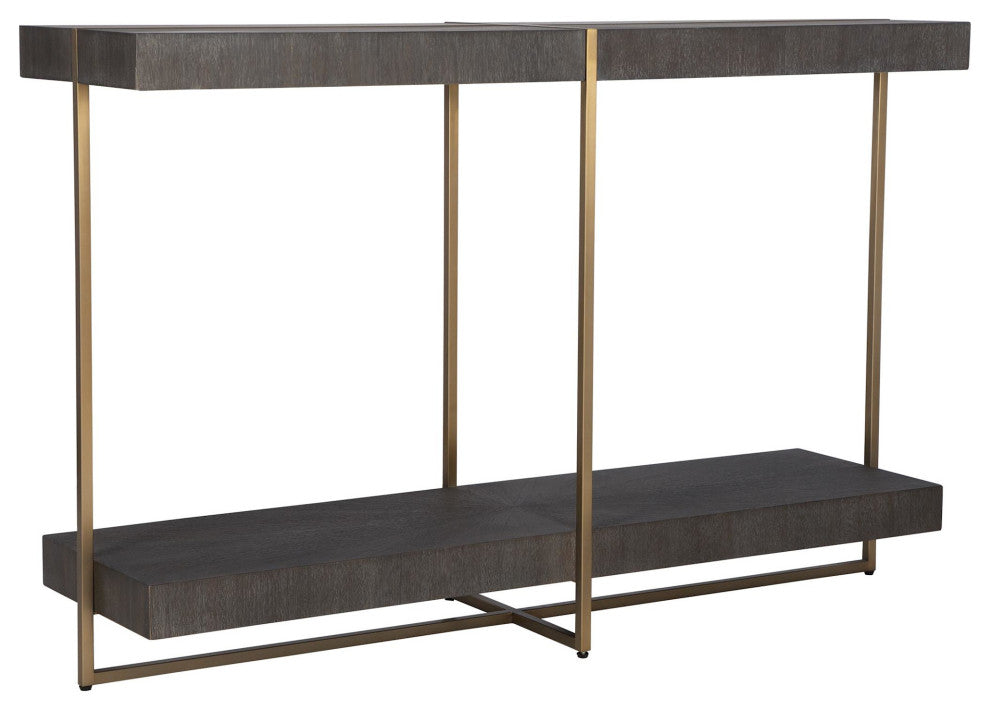 Uttermost 22972 Taja 48"W MDF and Stainless Steel Table - Brushed Brass / Light