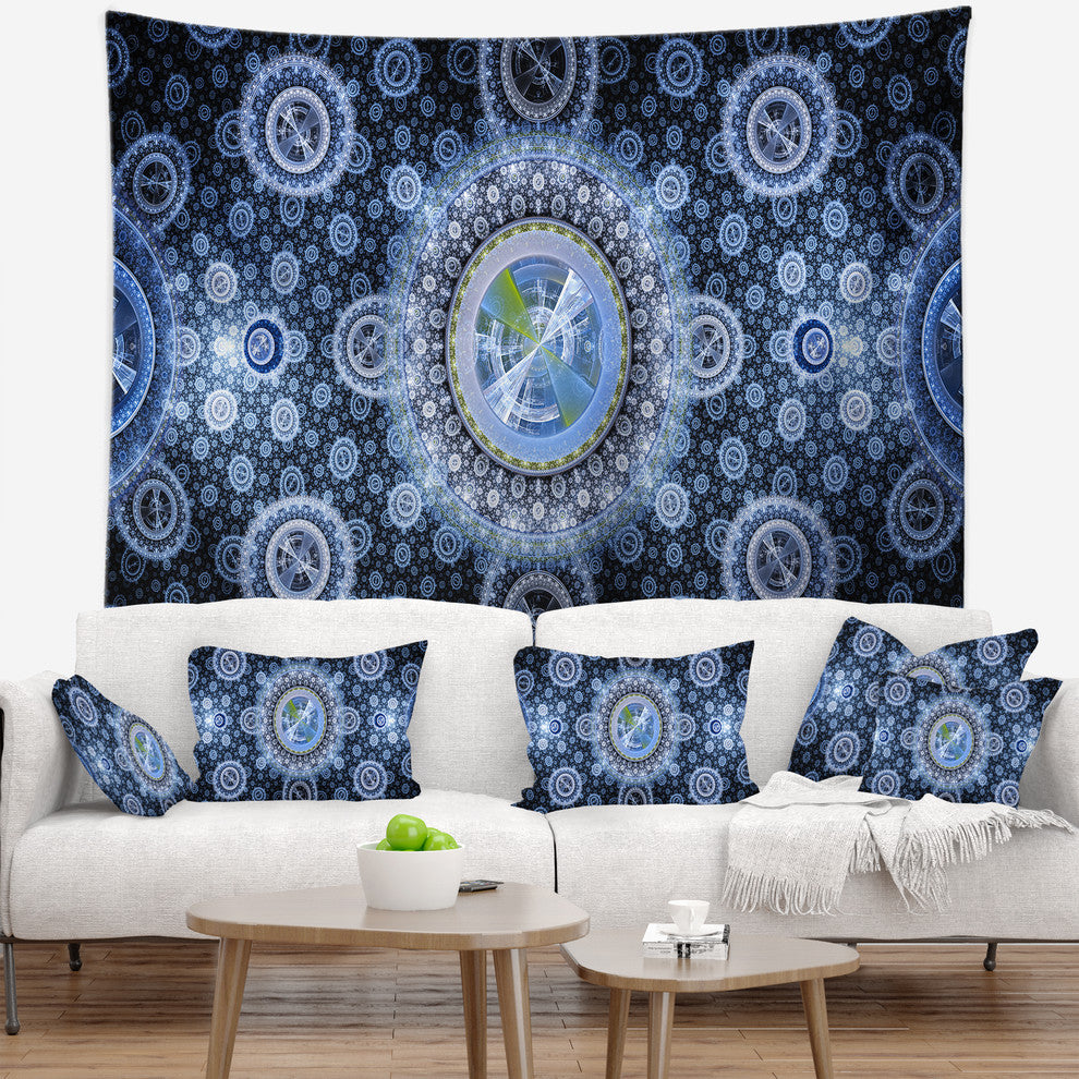 Clear Blue Psychedelic Relaxing Art Abstract Wall Tapestry, 60"x50"