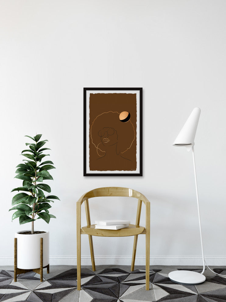 "Cool Afro Outline" Framed Painting Print, 30x45