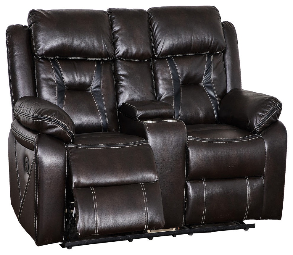 73" Faux Leather Top Arm Reclining Upholstered Loveseat Sofa