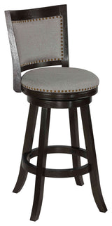 Ferne Solid Wood Swivel Barstool, 29" Gray Fabric
