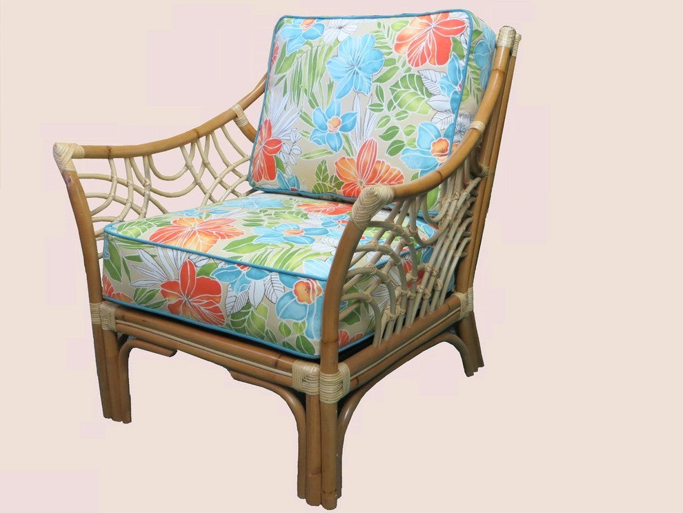 Bali Arm Chair in Natural, Midnight Fabric