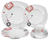 Porcelain 20 Piece Square Dinnerware Set Service for 4, Geometrical Design