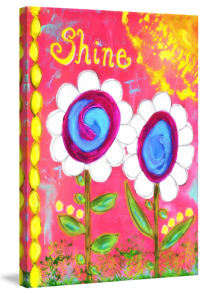 "White Flowers Shine" Painting Print on Wrapped Canvas