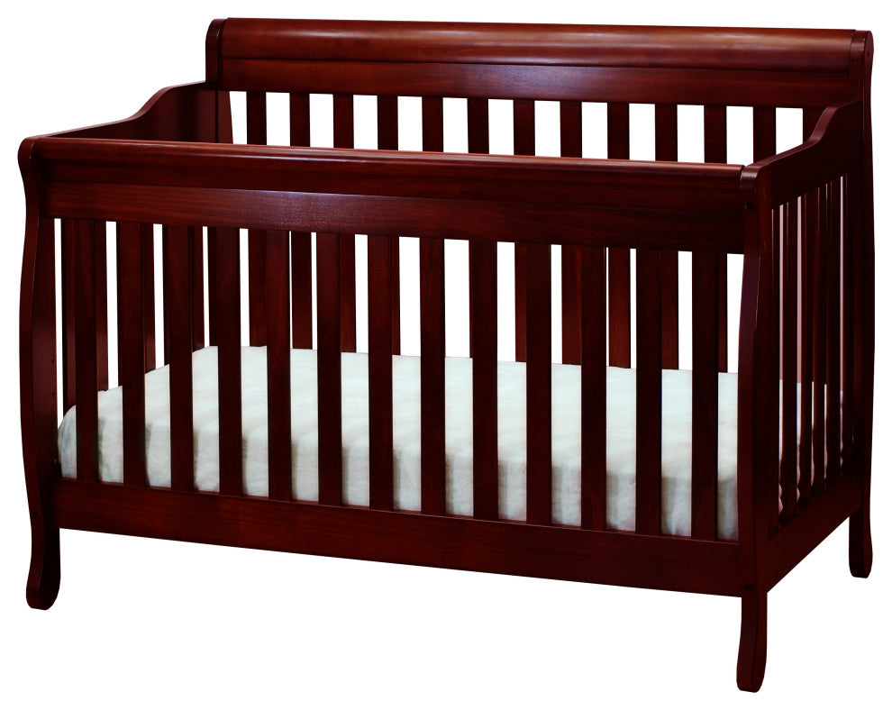 Baby Mile Eve 4-in-1 Convertible Crib With Guardrail, Cherry