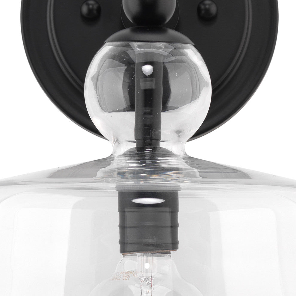 Hudson Glass Wall Sconce, Black
