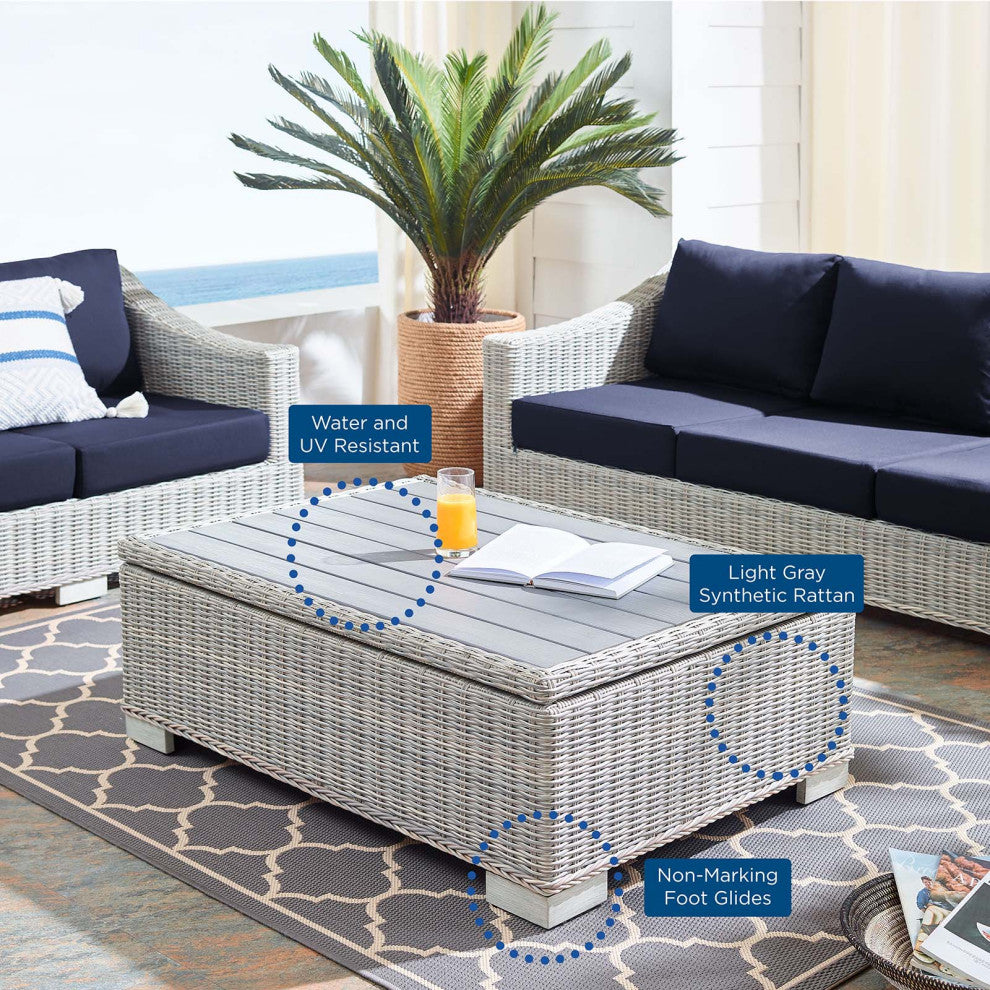 Lounge Sofa Chair Table Set, Rattan, Wicker, Gray, Modern, Outdoor Patio