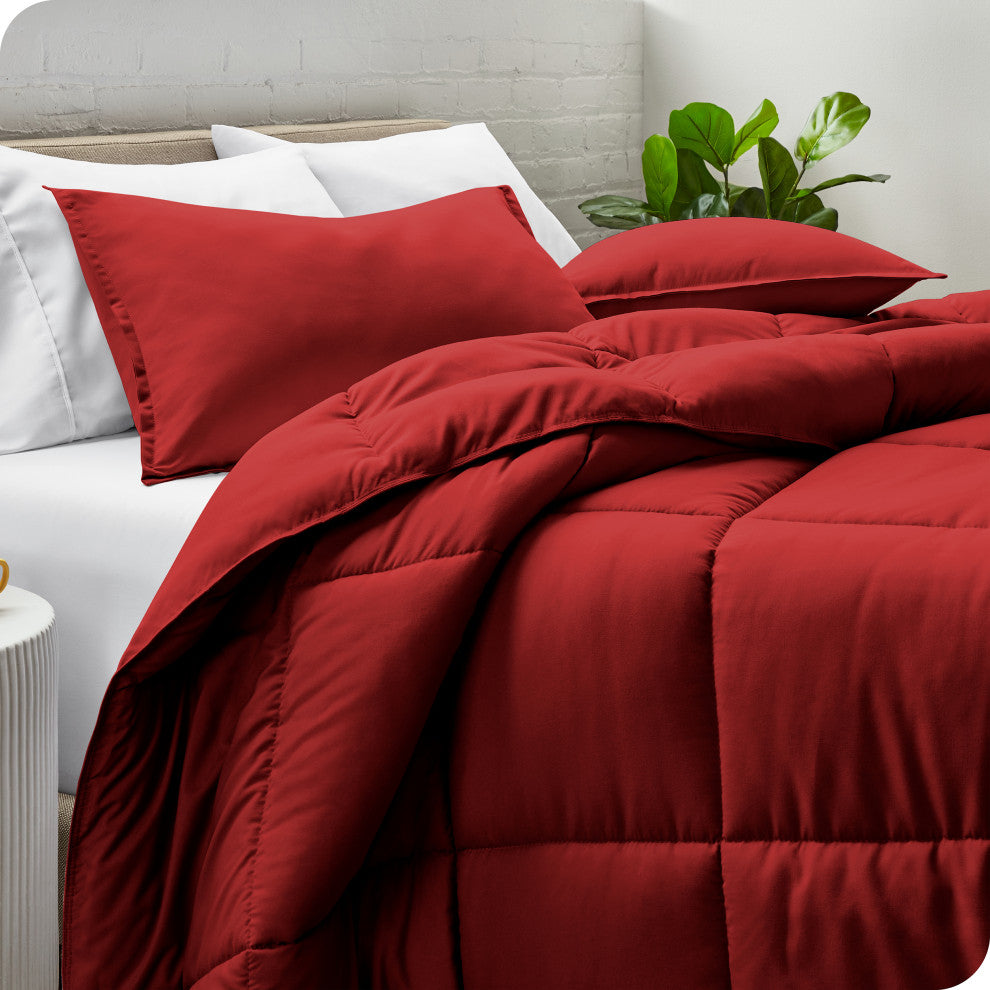 Bare Home Down Alternative Comforter Set, Red, Queen