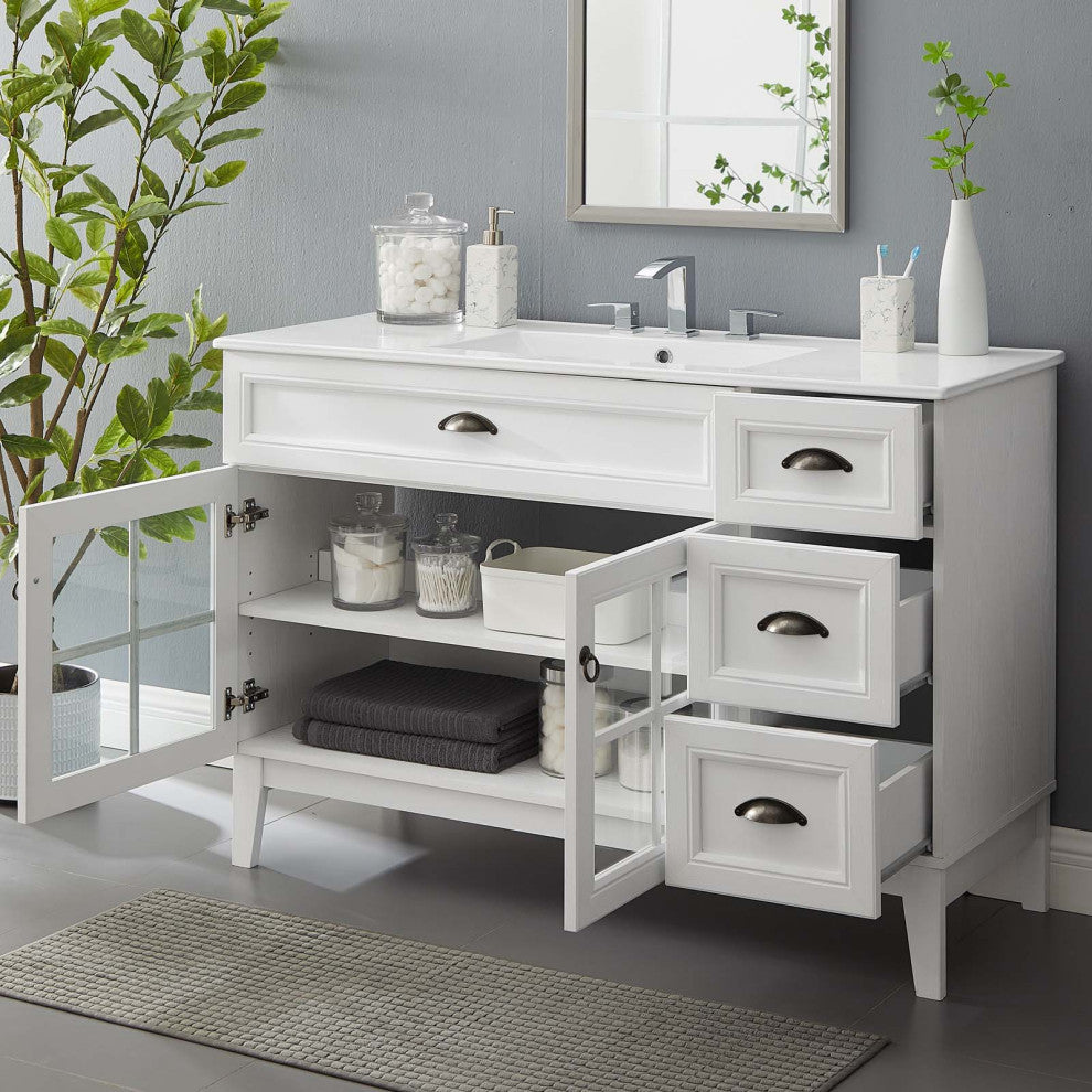 Isle 48" Bathroom Vanity Cabinet White White