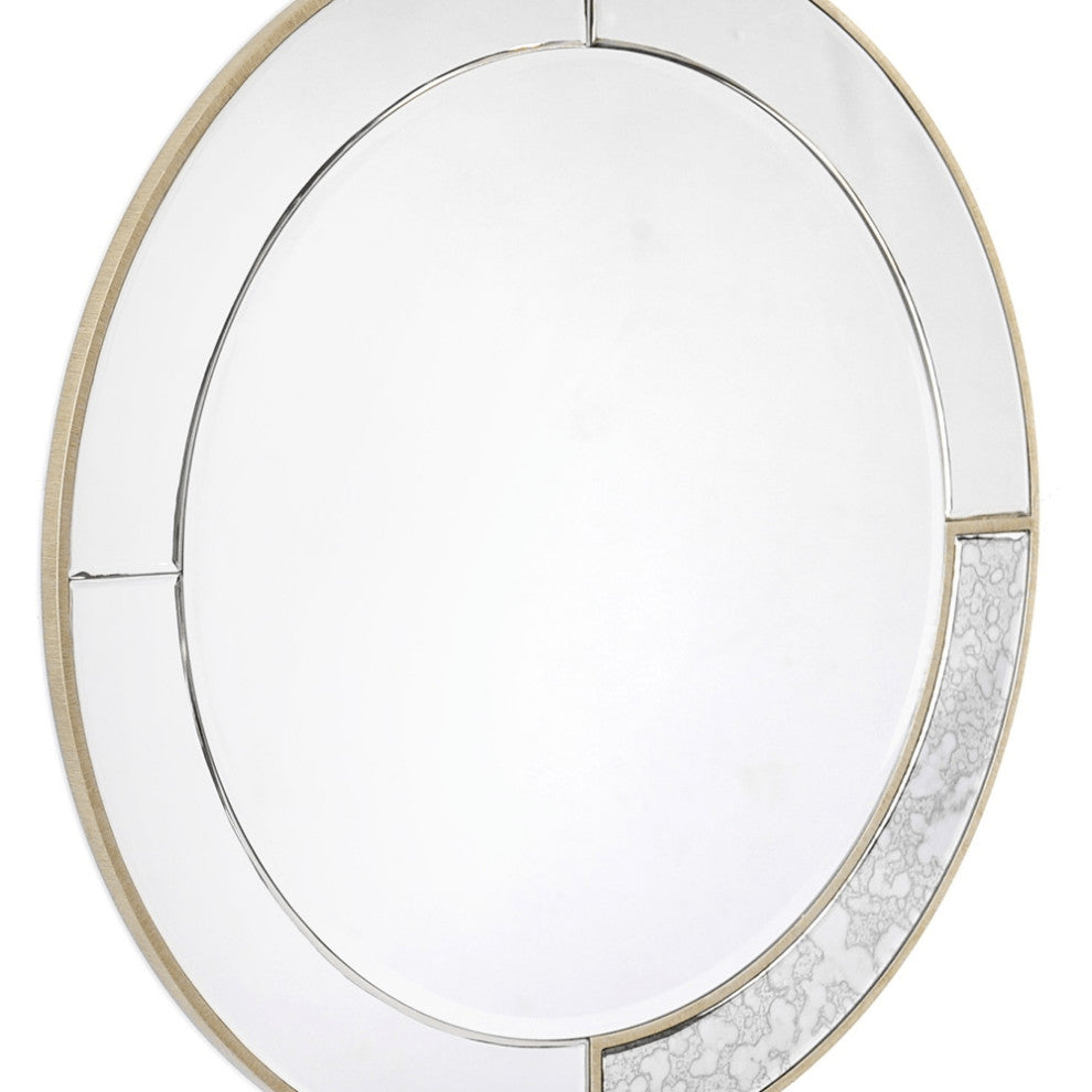 Gold Accented Round Mirror