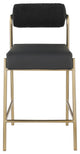 Carly Faux Leather Seat/Boucle Fabric Back Counter Stool, Black