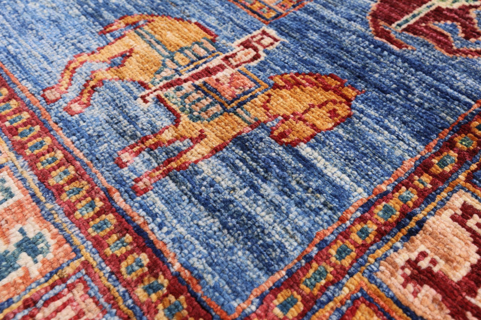 Hand-Knotted Antiqued Pazyryk Historical Design Rug 3' 3" X 5' 4" Q10941