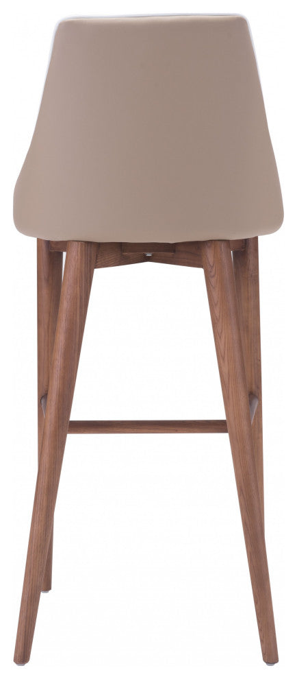 Beige With White Piping and Walnut Bar Chair