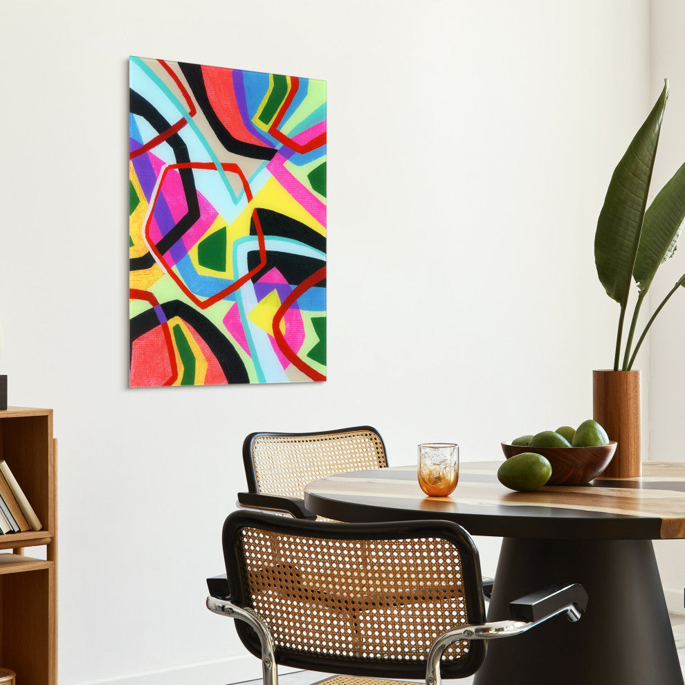 "Bold Shape Shift II" Frameless Free-Floating Reverse Printed Tempered Art Glass