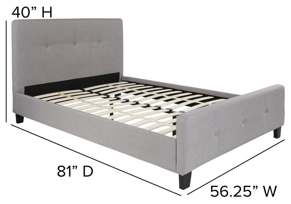 Tribeca Tufted Upholstered Platform Bed W/10 Inch Pocket Spring Mattress, Light