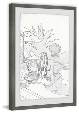 "Sunbathing by the Pool" Framed Painting Print, 20"x30"