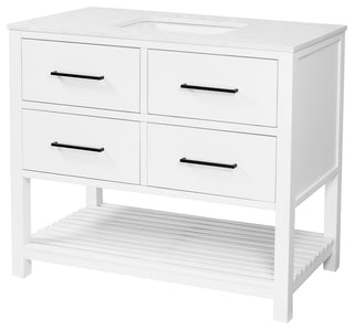 Hudson 42" Vanity, White, Engineered Marble