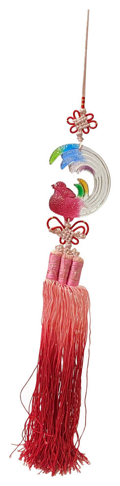 Crystal Glass Fengshui Fortune Mix Color Artistic Phoenix Decor Tassel, Hws2201