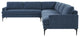 Serena Blue Velvet Large L-Sectional With Black Legs