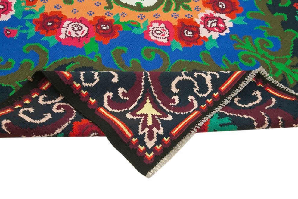 Rug N Carpet - Handmade Bessarabian 7' 1'' x 11' 0'' Vintage Floral Kilim Rug