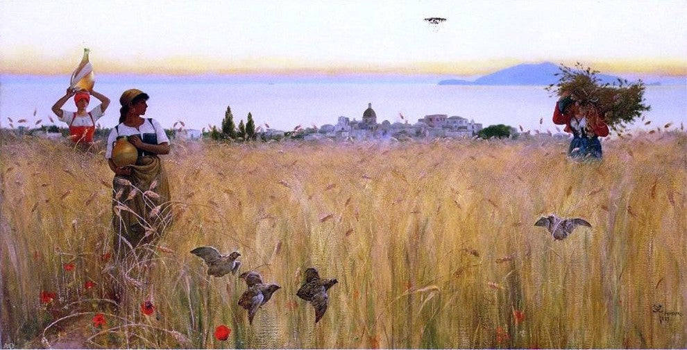 Charles Caryl Coleman Women in the Wheat Fields Anacapri Gallery Wrapped Canvas