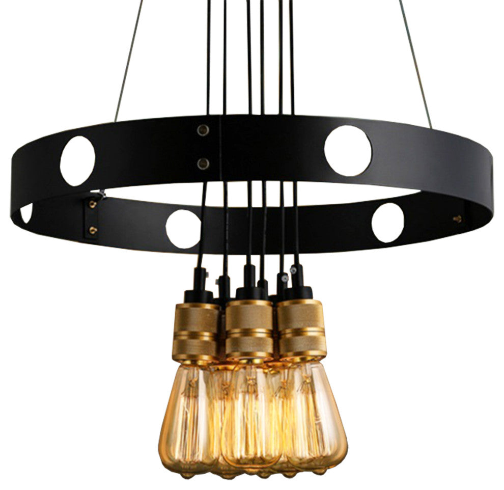 WAREHOUSE OF TIFFANY'S LD4514 Jeanette 23 in. 6-Light Indoor Black Finish