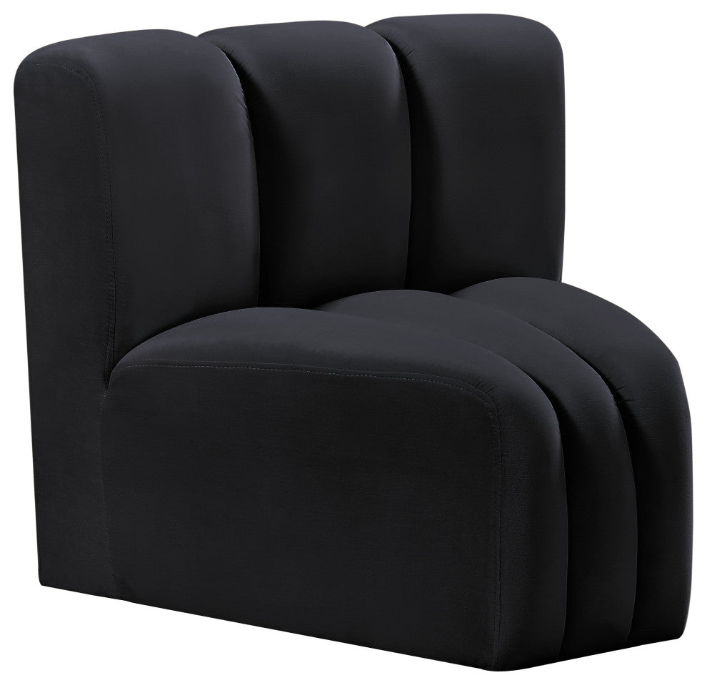 Arc Upholstered Modular Component, Black, 1-Piece: Curved Corner, Velvet