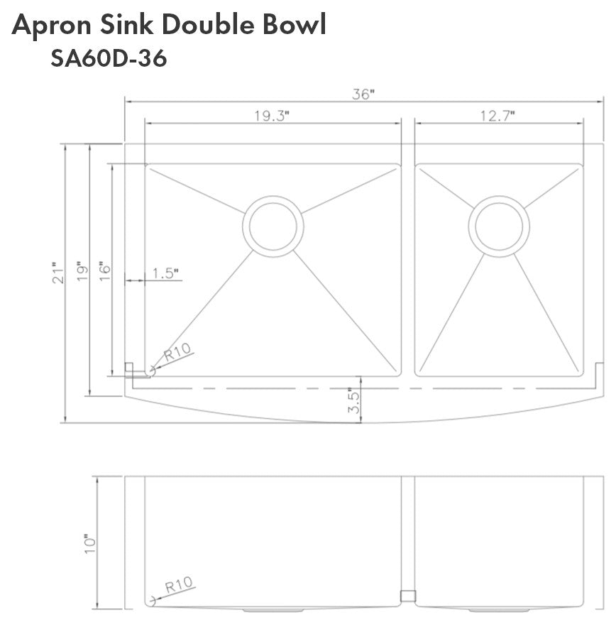 ZLINE Farmhouse Double Bowl Stainless Steel Sink with Bottom Grid