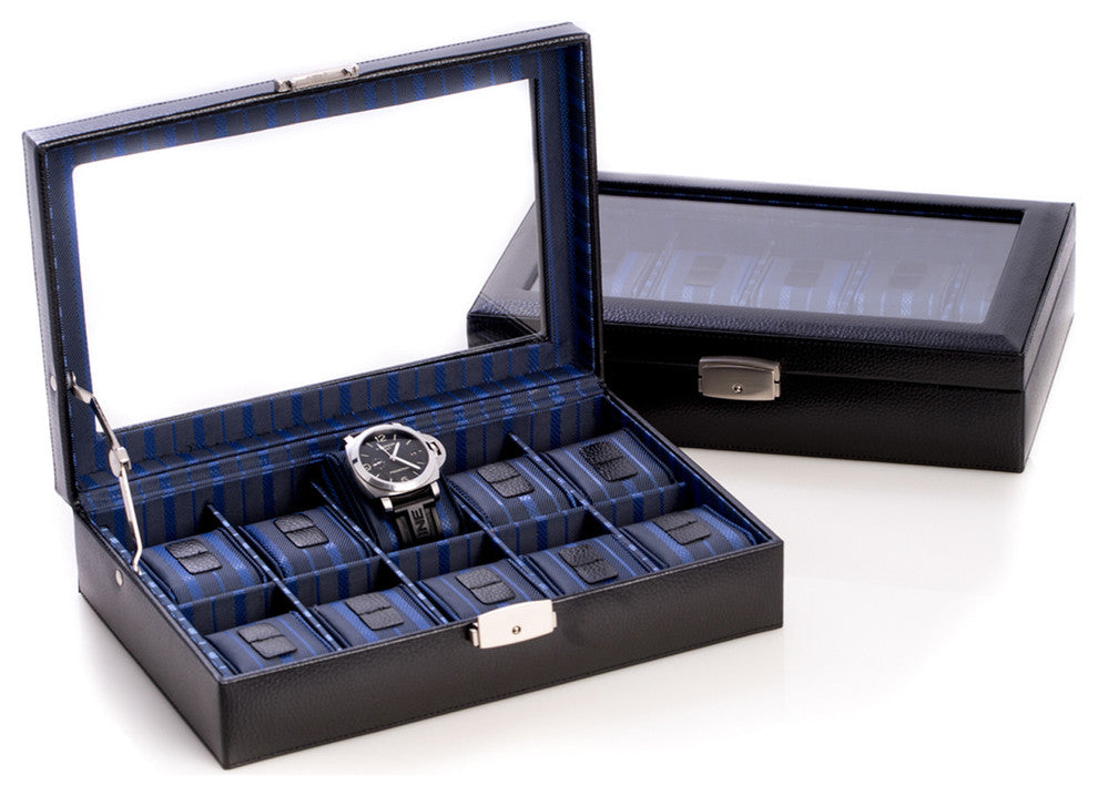 Black Leather 10 Watch Case