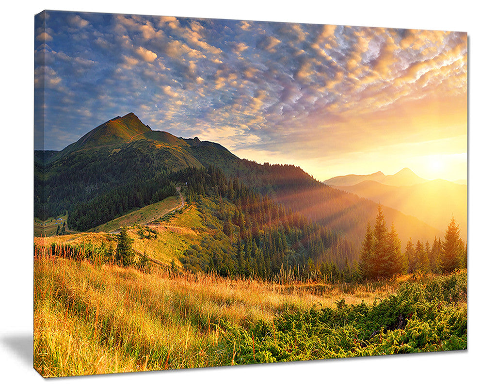 "Summer Sunrise Under Thick Clouds" Landscape Canvas Photo Print, 20"x12"