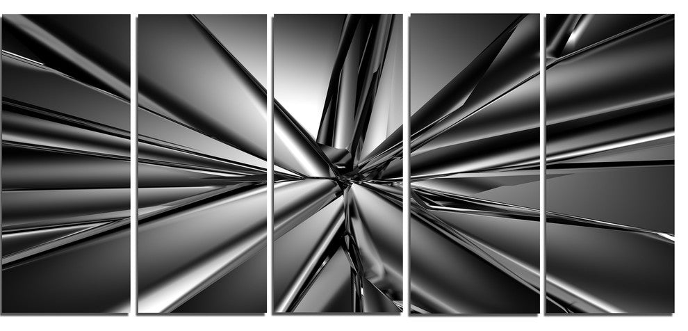 Futuristic Crystal Background, Abstract Canvas Art Print, 60"x28", 5 Panels