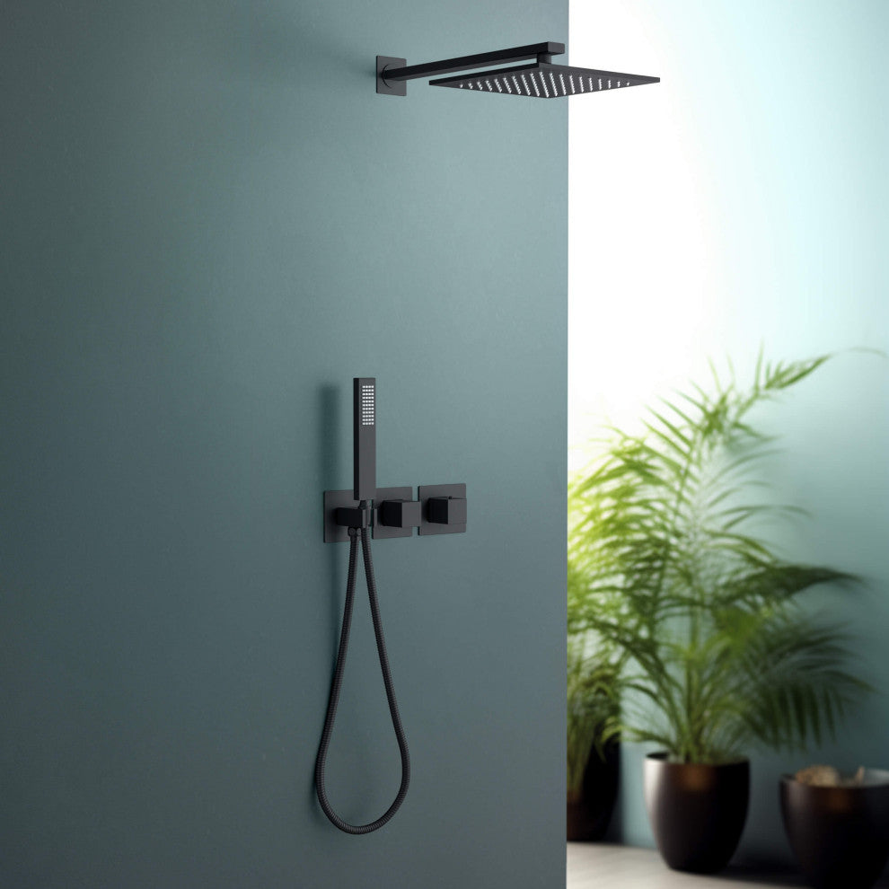Cube 2 Function Thermostatic Shower System, Rough, Valve, Matte Black