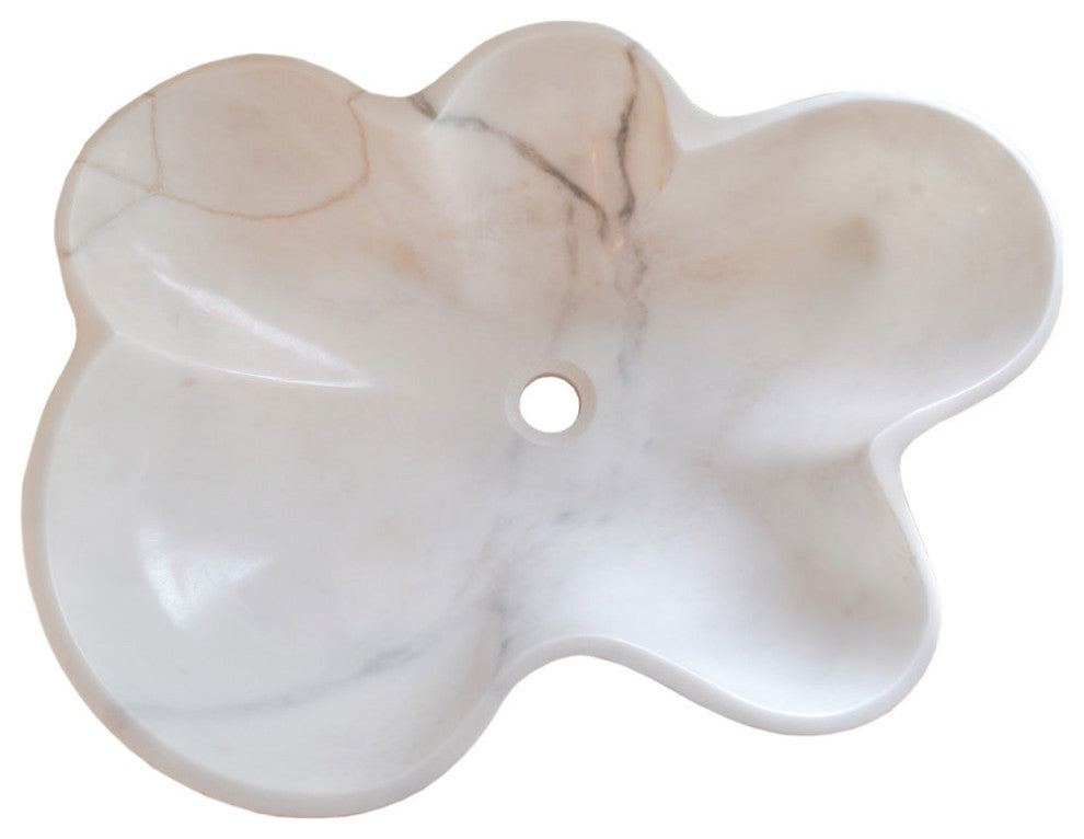 Carrara White Marble Above Counter Artistic Vessel Sink (W)24.5" (L)18" (H)6"