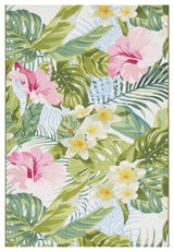Safavieh Barbados Collection Indoor-Outdoor, BAR516 Rug, Green/Pink, 6'6"x9'4"