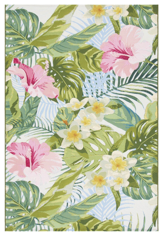 Safavieh Barbados Collection Indoor-Outdoor, BAR516 Rug, Green/Pink, 6'6"x9'4"