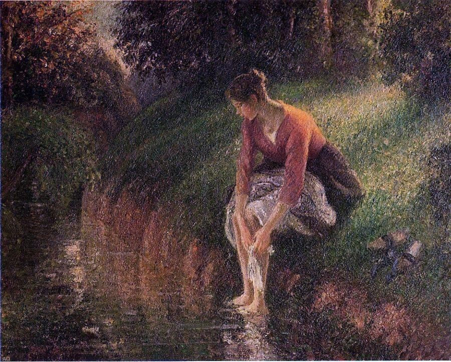 Camille Pissarro Young Woman Bathing Her Feet Wrapped Canvas, 20"x25"