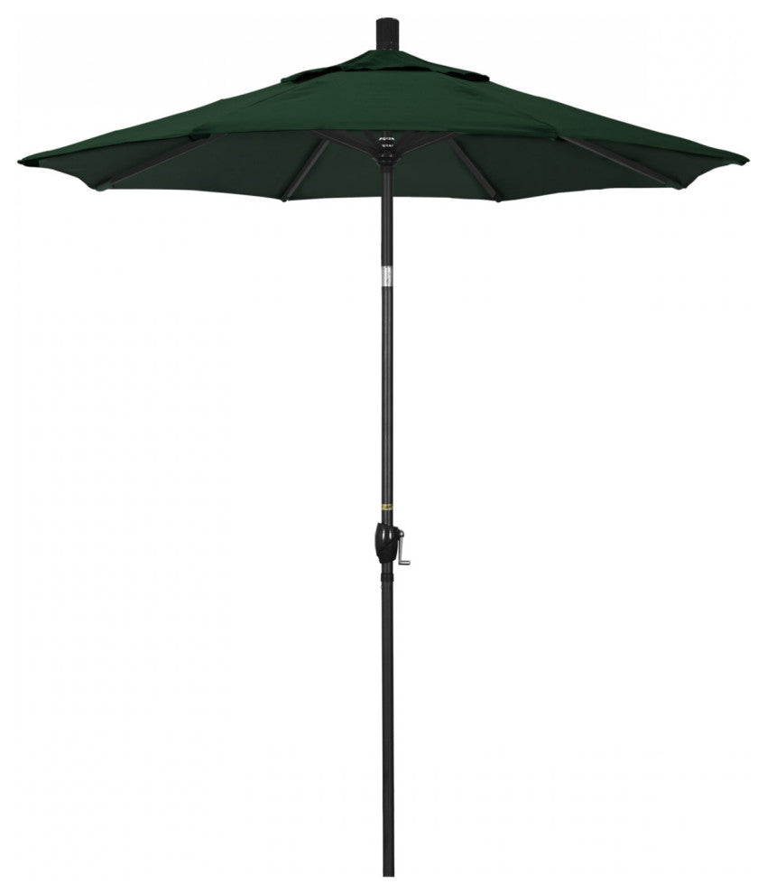 6ft. Stone Black Aluminum Market Umbrella Push Button Tilt Frst Green Sunbrella