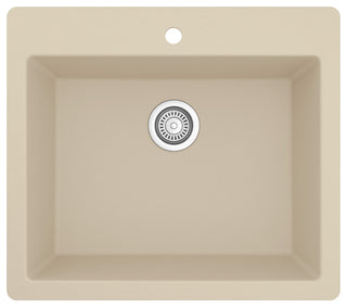 Karran QT-820 Top Mount 25" Single Bowl Quartz Kitchen Sink, Bisque