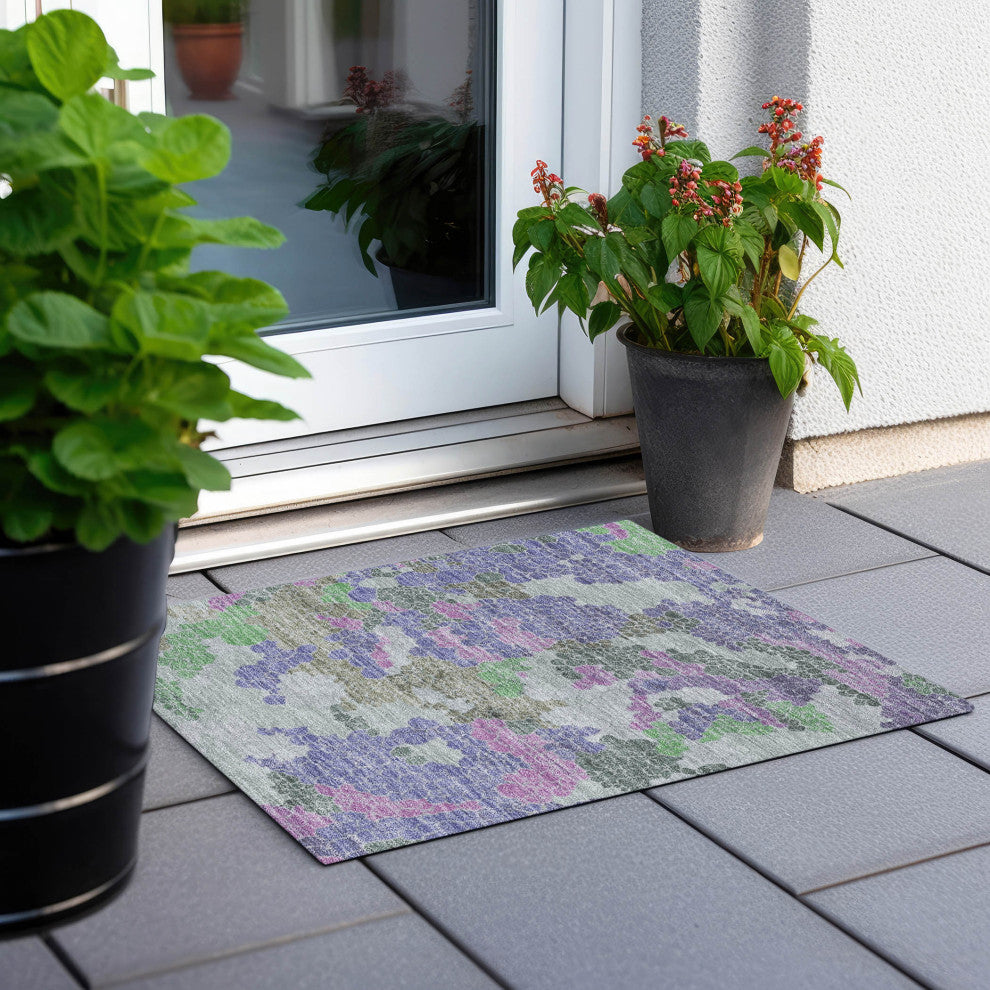 Machine Washable Indoor/Outdoor Chantille ACN1906 Purple 1'8" x 2'6" Rug