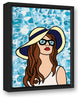 Woman At The Pool 12x16 Black Floating Framed Canvas