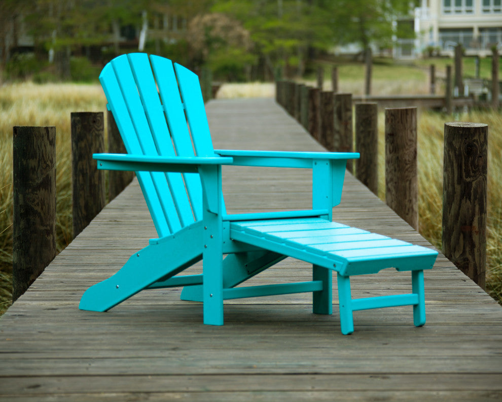 Polywood Palm Coast Ultimate Adirondack with Hideaway Ottoman, Lime