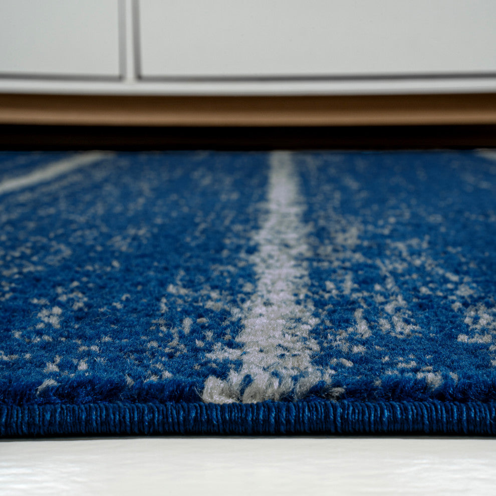 Williamsburg Minimalist Stripe Rug, Navy/Cream, 8 Ft. X 10 Ft.