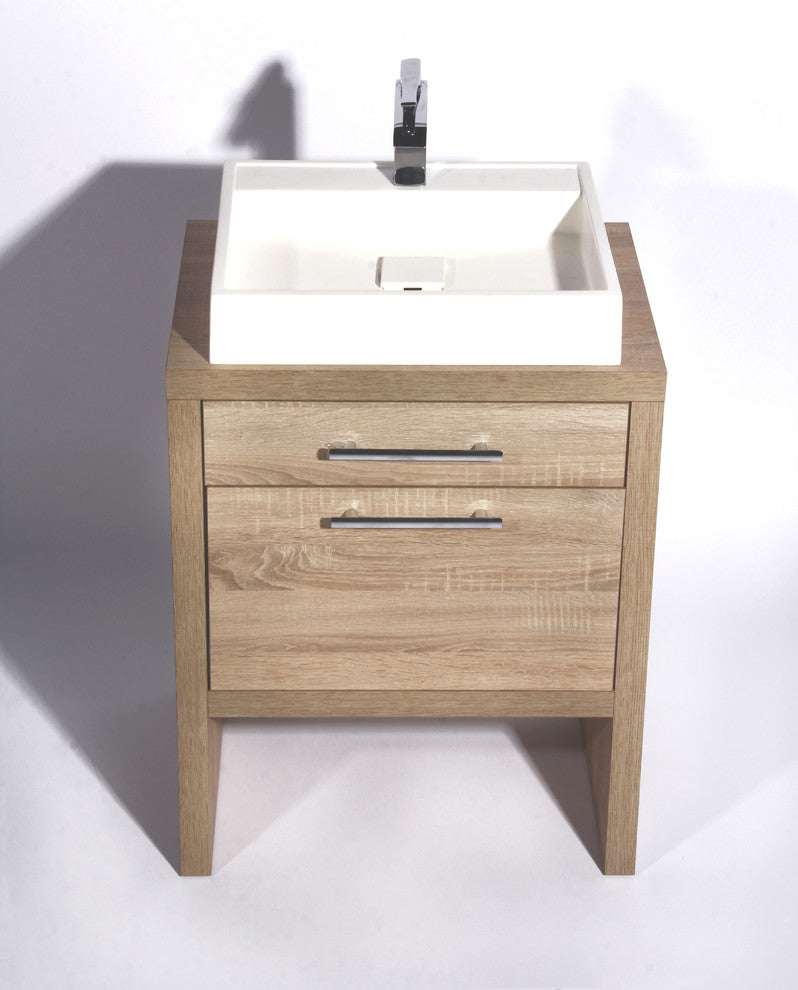 Montreal Oak Bathroom Vanity, Natural Oak, 32", With Sink
