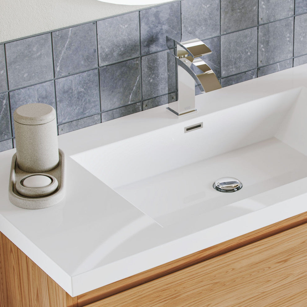 Beacon Bath Vanity, Natural Oak, 42", Single Sink, Wall Mount