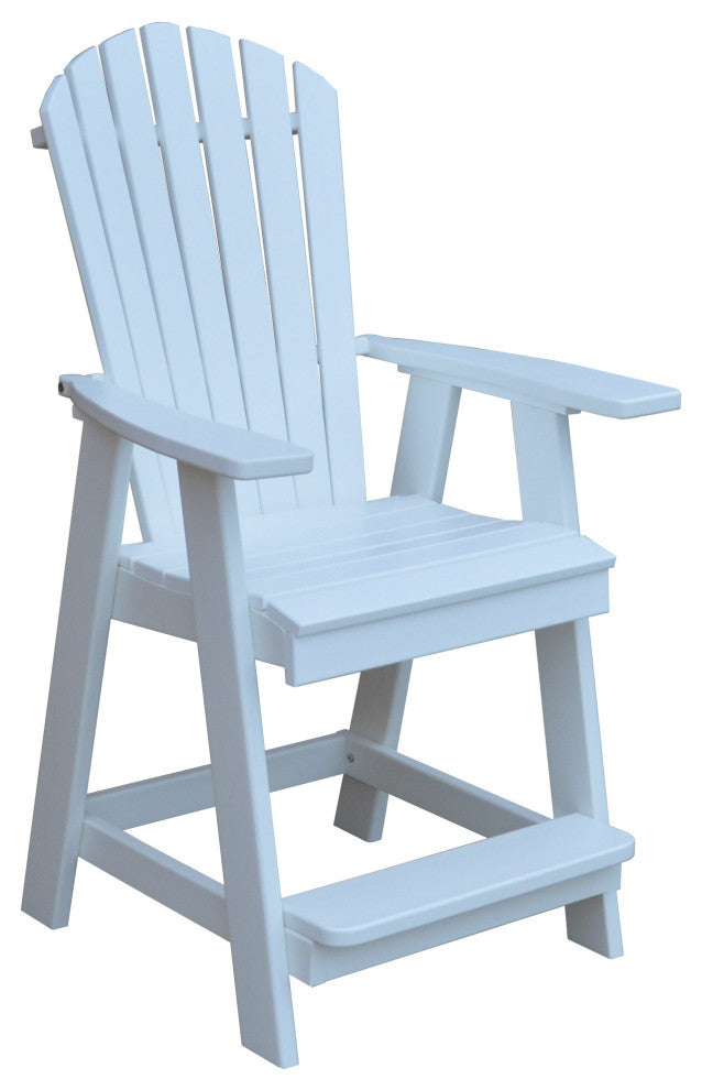 Poly Lumber Adirondack Chair with Arms, White, Counter Height